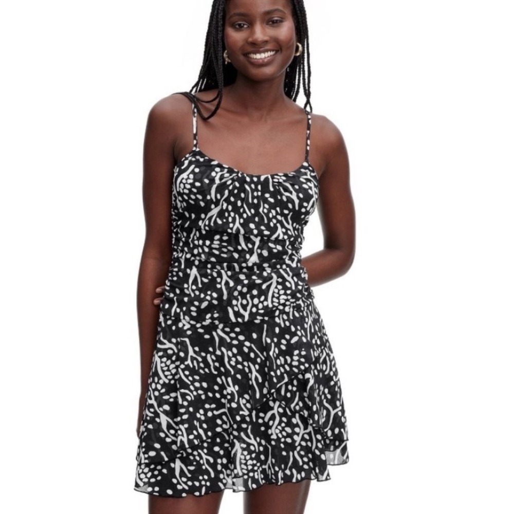 Diane Von Furstenberg x Target Strappy Sea Spots Black Mini Dress SMALL NWOT